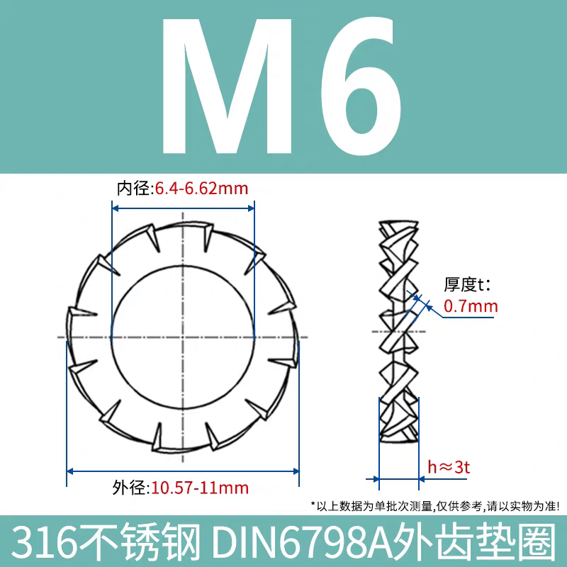 304/316 Stainless Steel External Serrated Washer