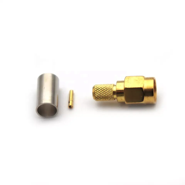Factory Price RPSMA Plug Crimp Coaxial Connector for RG58 LMR200 LMR195 Cable