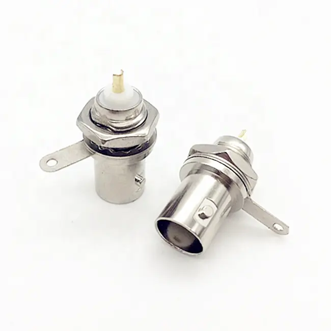 BNC Female Socket Solder Connector Chassis Panel Mount Coaxial Cable For Welding Machine Parts
