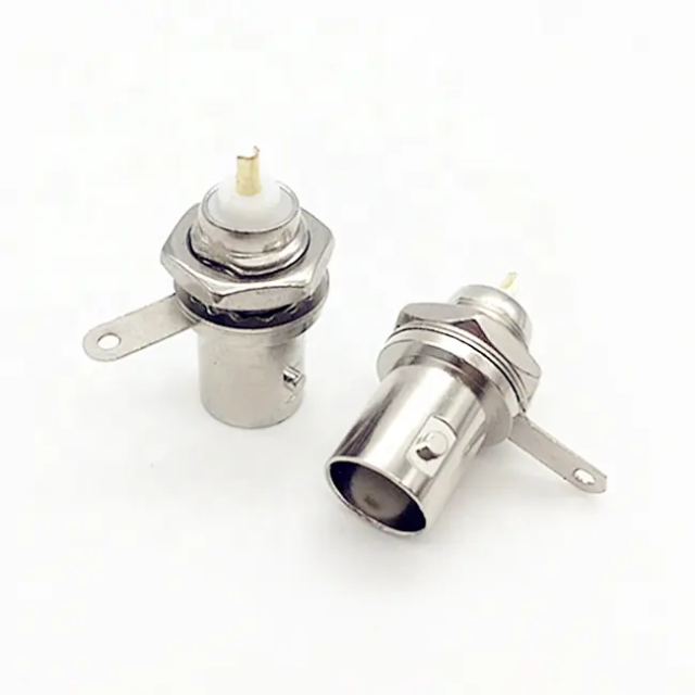 BNC Female Socket Solder Connector Chassis Panel Mount Coaxial Cable For Welding Machine Parts