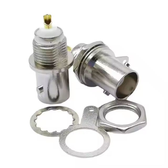 BNC Female Socket Solder Connector Chassis Panel Mount Coaxial Cable For Welding Machine Parts