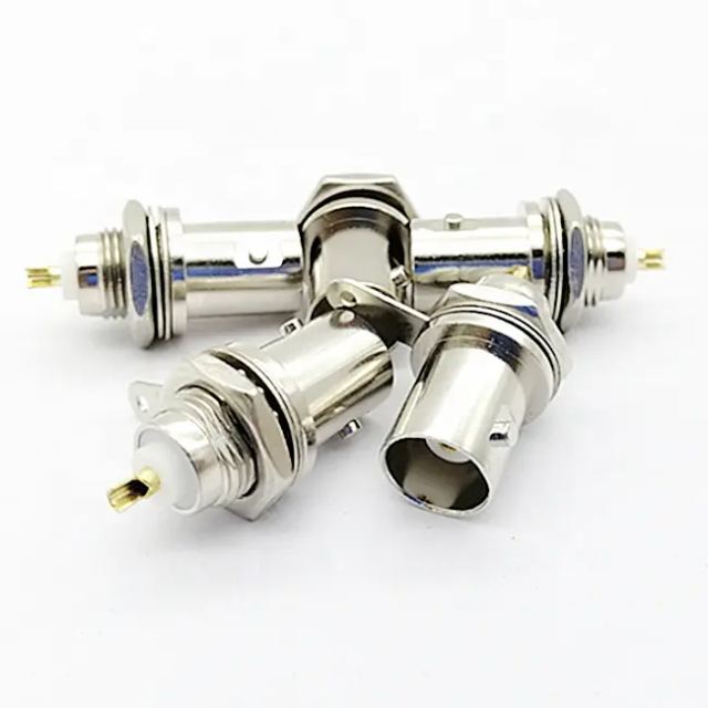 BNC Female Socket Solder Connector Chassis Panel Mount Coaxial Cable For Welding Machine Parts