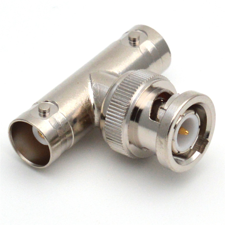 T Type BNC Male to Two BNC Female Connector Video Adapter