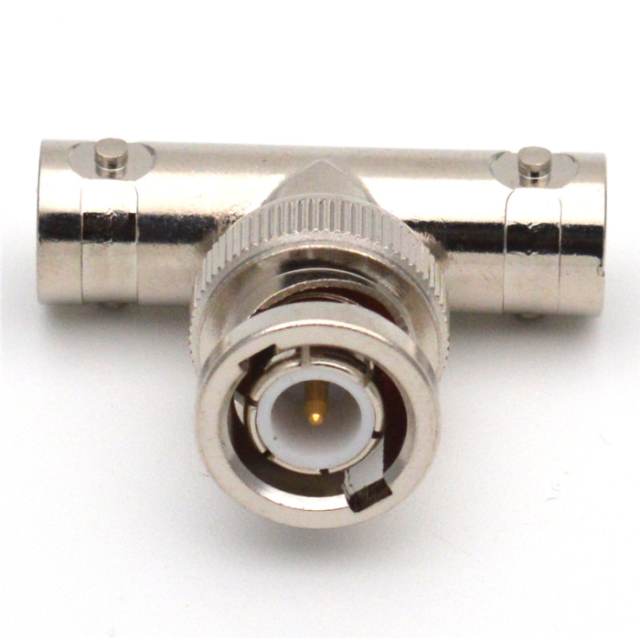 T Type BNC Male to Two BNC Female Connector Video Adapter