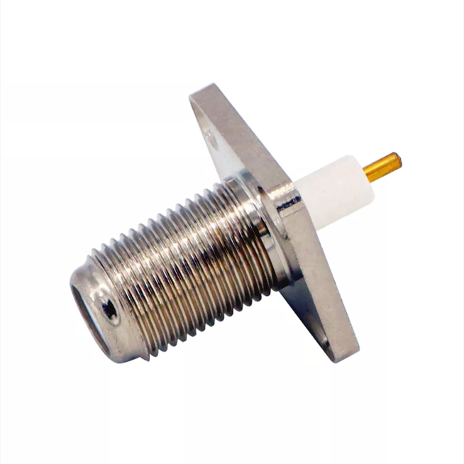 High Performance F female Jack 4-Hole Flange Type PCB Coaxial Connector