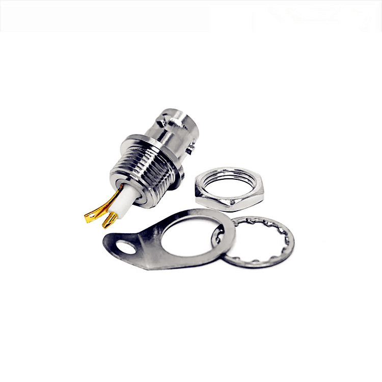 Triaxial Type BNC Female Solder Bulkhead TRB RF Coaxial Connector