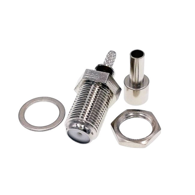 F Female Bulkhead Straight Crimp RG174 RG316 RG179 Cable RF Connector