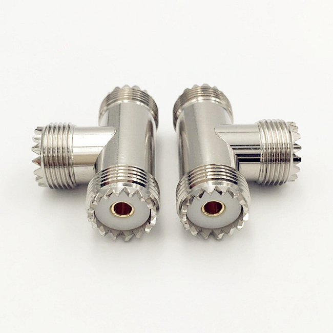 3 Way SO239 T Type UHF Female to Two UHF Female Splitter Connector RF Antenna Adapter