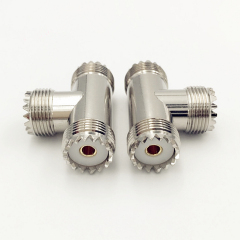 3 Way SO239 T Type UHF Female to Two UHF Female Splitter Connector RF Antenna Adapter