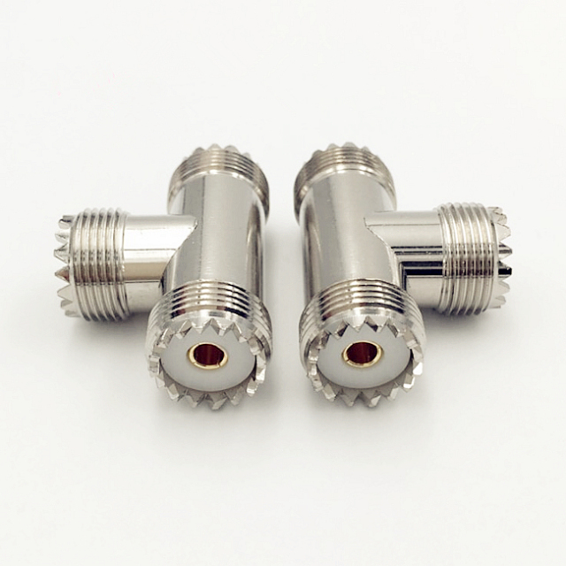 3 Way SO239 T Type UHF Female to Two UHF Female Splitter Connector RF Antenna Adapter
