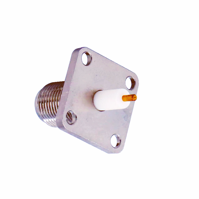 High Performance F female Jack 4-Hole Flange Type PCB Coaxial Connector