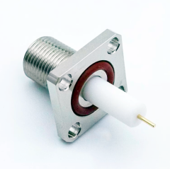 High Performance F female Jack 4-Hole Flange Type PCB Coaxial Connector