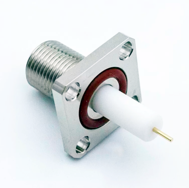 High Performance F female Jack 4-Hole Flange Type PCB Coaxial Connector