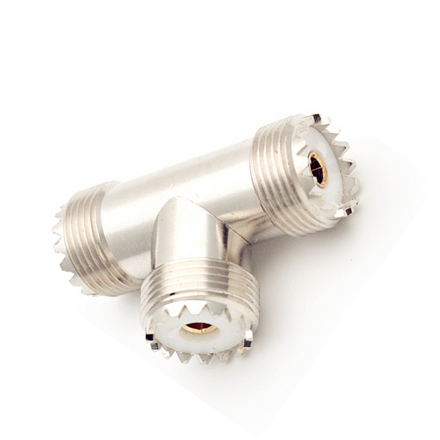 3 Way SO239 T Type UHF Female to Two UHF Female Splitter Connector RF Antenna Adapter