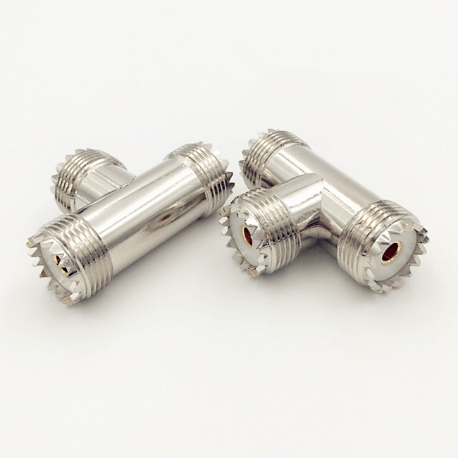 3 Way SO239 T Type UHF Female to Two UHF Female Splitter Connector RF Antenna Adapter