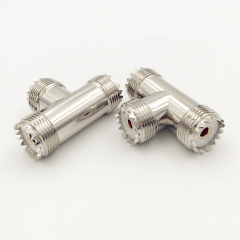 3 Way SO239 T Type UHF Female to Two UHF Female Splitter Connector RF Antenna Adapter