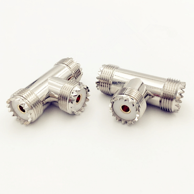 3 Way SO239 T Type UHF Female to Two UHF Female Splitter Connector RF Antenna Adapter