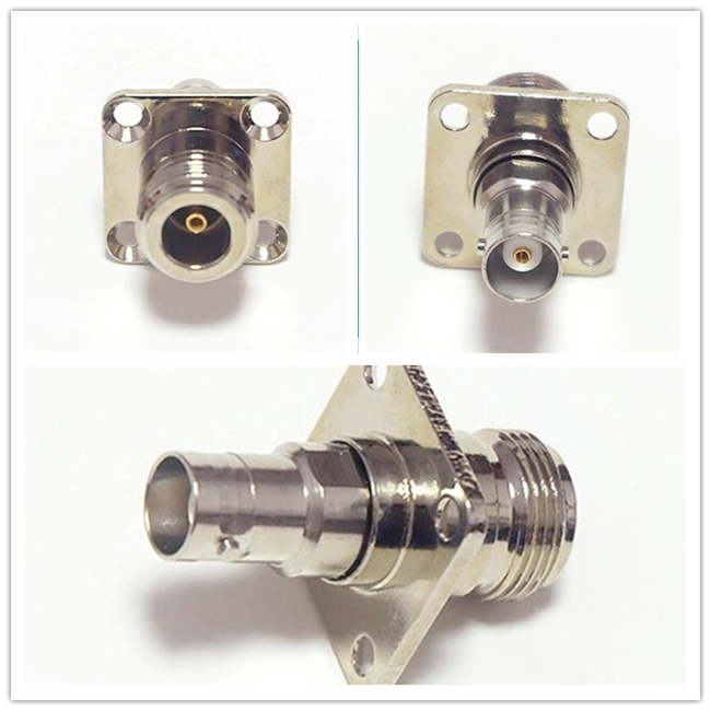N Female to BNC Female Panel Mount 4 Hole Flange Pcb Coaxial Connector RF Adapter