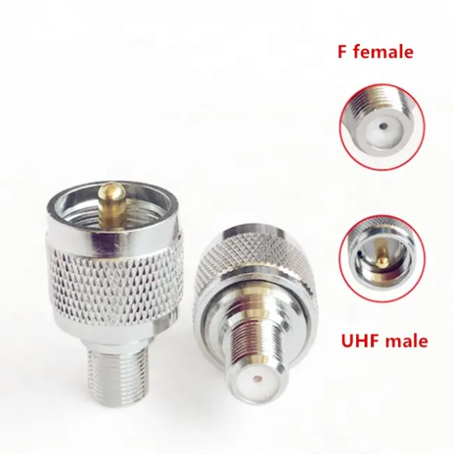 UHF Male PL259 to F Female RF Coaxial Coaxial Connector Straight Adapter