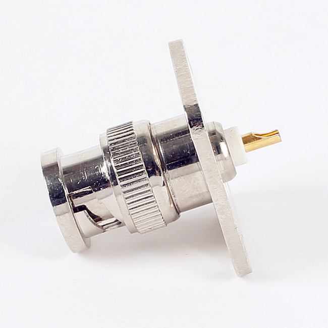 BNC Male 4 Hole Flange Panel Chassis Mount Solder Type RF Adapter PCB Connector
