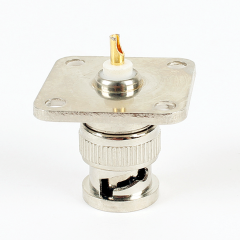 BNC Male 4 Hole Flange Panel Chassis Mount Solder Type RF Adapter PCB Connector