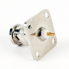 BNC Male 4 Hole Flange Panel Chassis Mount Solder Type RF Adapter PCB Connector