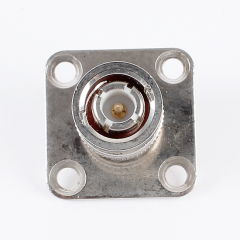 BNC Male 4 Hole Flange Panel Chassis Mount Solder Type RF Adapter PCB Connector