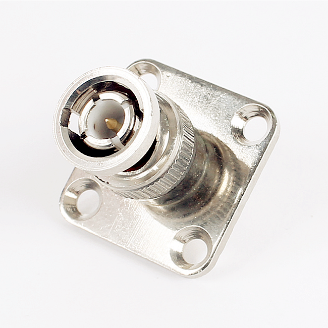 BNC Male 4 Hole Flange Panel Chassis Mount Solder Type RF Adapter PCB Connector