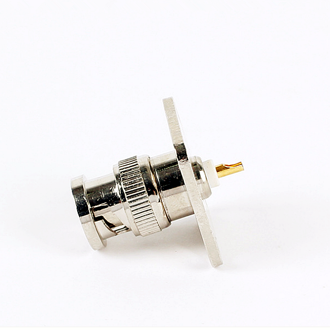 BNC Male 4 Hole Flange Panel Chassis Mount Solder Type RF Adapter PCB Connector