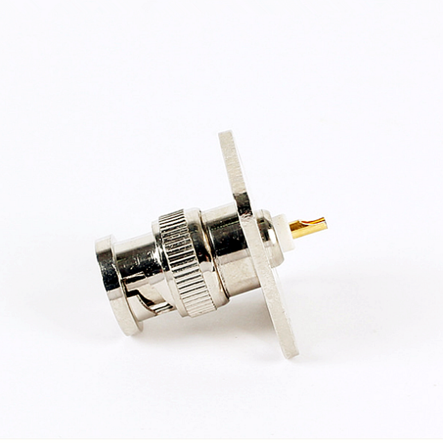 BNC Male 4 Hole Flange Panel Chassis Mount Solder Type RF Adapter PCB Connector