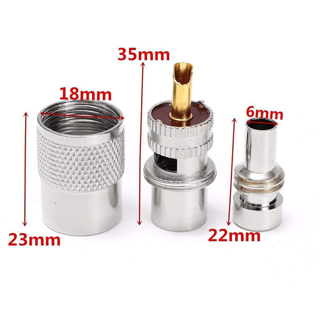 Rf Coaxial PL259 UHF Male Twist on Connector for RG58 RG8 LMR400 Cable