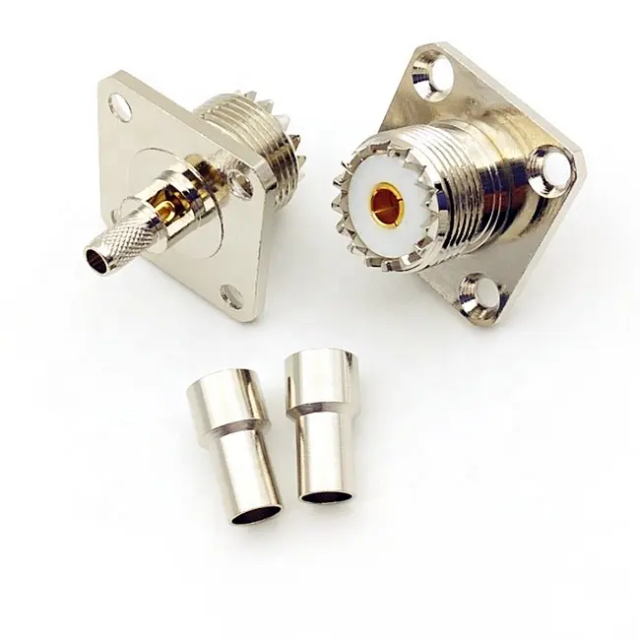 UHF Crimp Type 4 Hole Flange PL259 Female Connector for RG316 RG400 RG174 RG178 Caoxial Cable cable