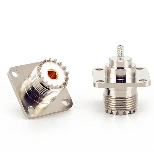 UHF Crimp Type 4 Hole Flange PL259 Female Connector for RG316 RG400 RG174 RG178 Caoxial Cable cable