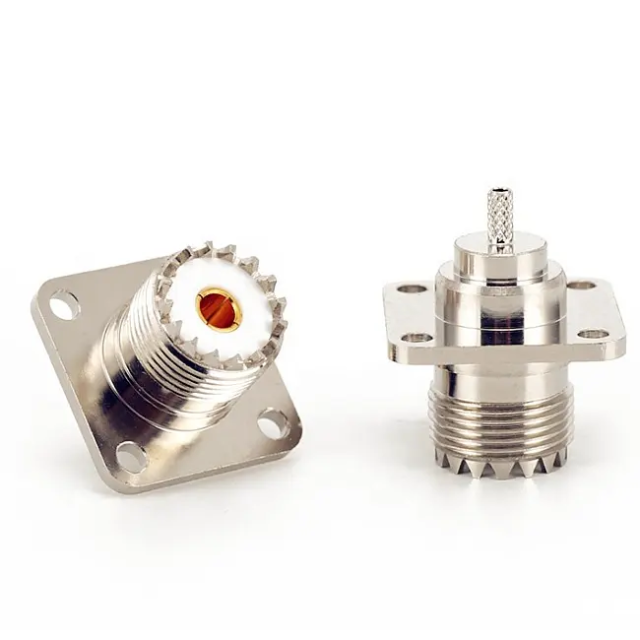 UHF Crimp Type 4 Hole Flange PL259 Female Connector for RG316 RG400 RG174 RG178 Caoxial Cable cable