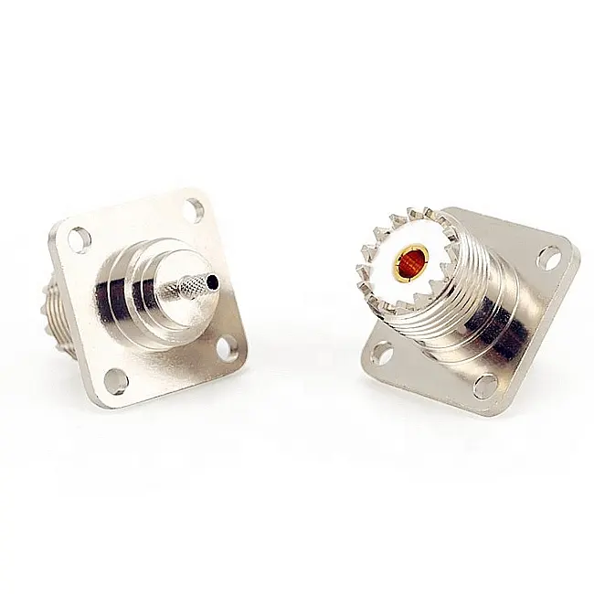UHF Crimp Type 4 Hole Flange PL259 Female Connector for RG316 RG400 RG174 RG178 Caoxial Cable cable