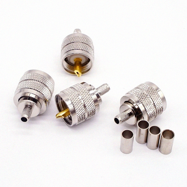 UHF PL259 Male Plug Crimp RF Coaxial Connector for RG58 LMR195 RG142 LMR240 Cable