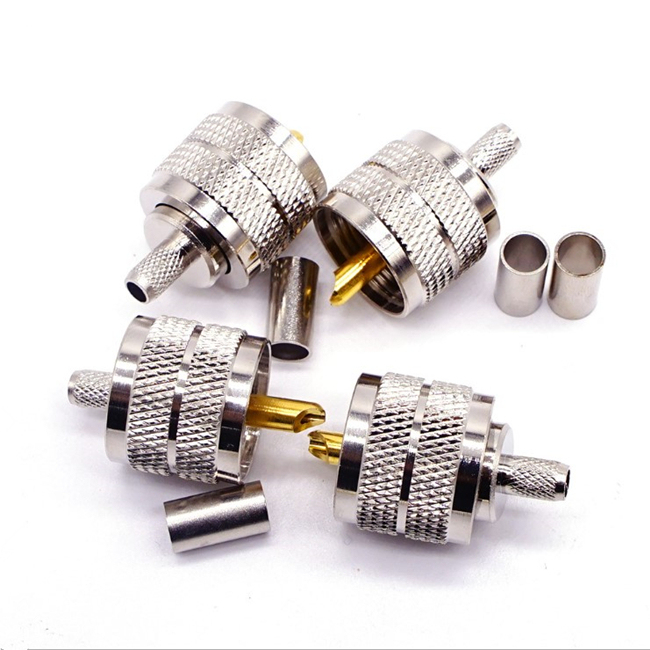 UHF PL259 Male Plug Crimp RF Coaxial Connector for RG58 LMR195 RG142 LMR240 Cable