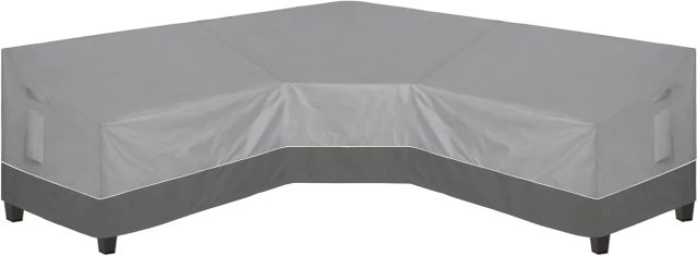 Outdoor V-Shaped Sectional Sofa Cover 89"X89" UV Resistant Patio Sectional Couch Cover Waterproof Lawn Patio Furniture Cover, Gray/Dark Gray