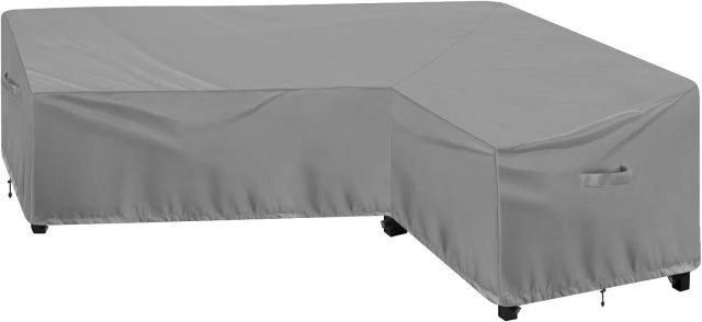 OutdoorLines Waterproof Outdoor Patio Sectional Cover - UV Resistant & Windproof V-Shaped Patio Furniture Covers for Deck, Lawn and Backyard, 420D Heavy Duty Couch Cover 89" L (on Each Side) Grey