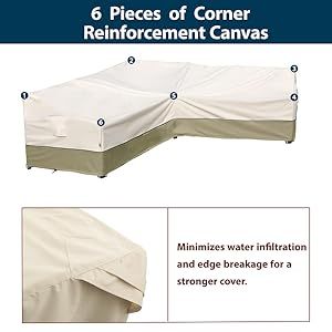 Outdoor Sectional Couch Cover - Waterproof, Rip-Stop, Anti-UV 600D Heavy Duty with 3 Air Vent (V-Shaped-105''X105''), Light Green