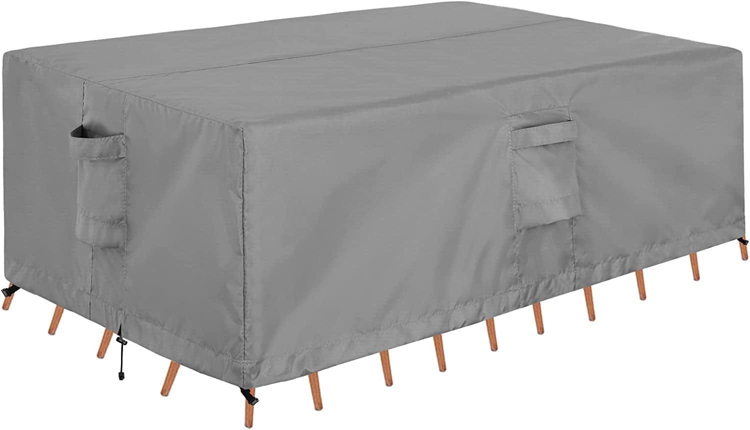 Outdoor Waterproof Patio Table Furniture Set Covers - Rectangle Couch Sectional Cover Outside Weatherproof Patio Furniture Covering for Deck, Lawn and Backyard 126"L x 63"W x 28"H, Grey