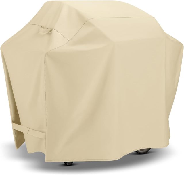 Grill Cover 50 Inch, Heavy Duty Waterproof BBQ Gas Grill Cover, Outdoor All Weather Resistant Charcoal Barbecue Cover Compatible for Weber Char-broil Nexgrill Kenmore Grills and More, Beige