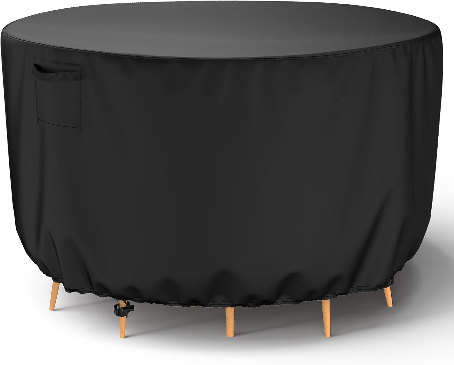 Outdoor Waterproof Patio Table Furniture Set Covers - Round Couch Sectional Cover Outside Weatherproof Patio Furniture Covering for Deck, Lawn and Backyard 62" DIA x 28" H, Black