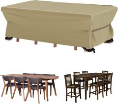 Patio Furniture Covers, Outdoor Table Furniture Cover Waterproof Rectangle, Patio Sectional Couch Set Cover for Deck, Lawn and Backyard, UV Resistant, 110"L x 84"W x 28"H, Camel