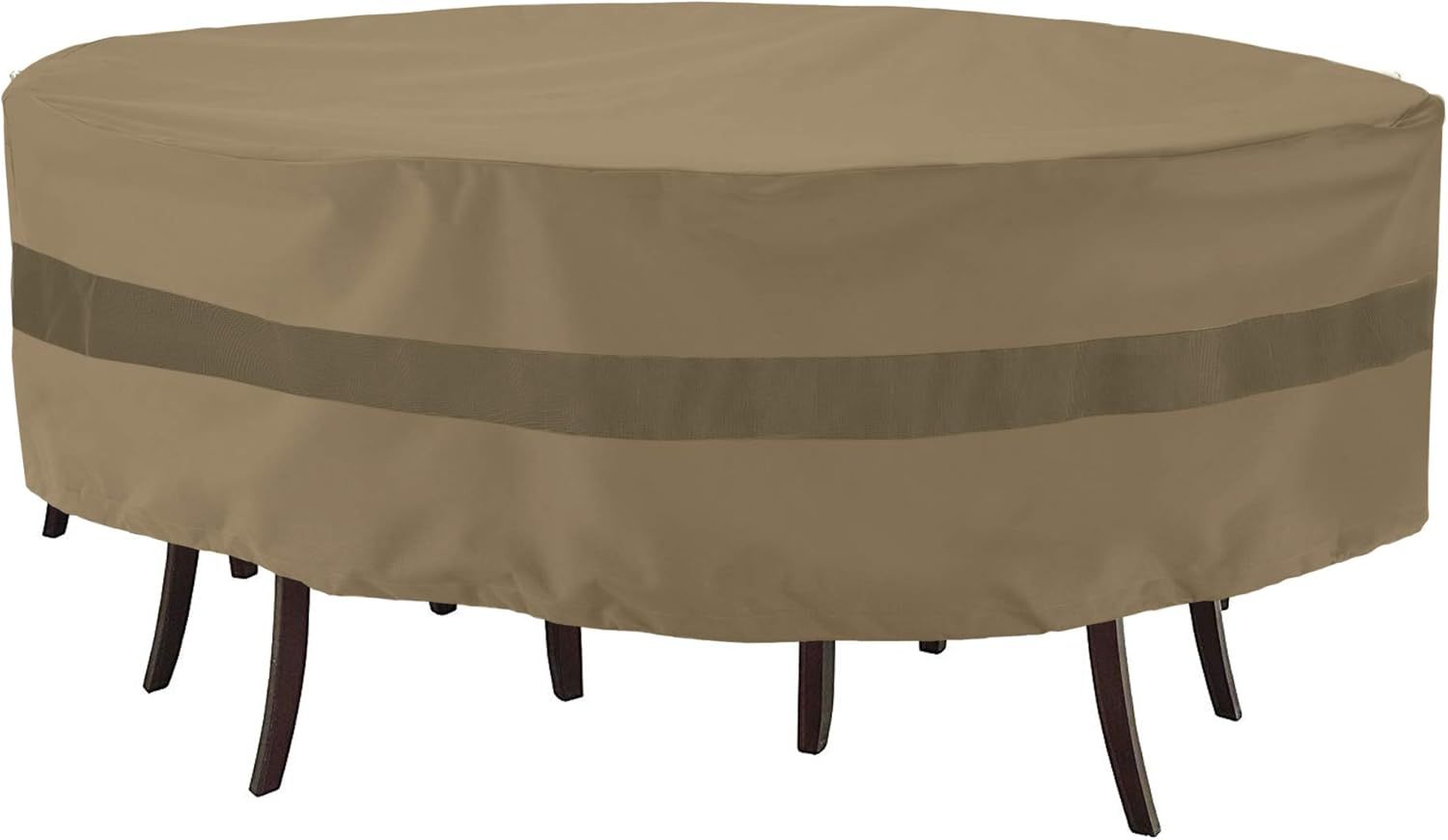 Patio Round Table and Chairs Cover, Heavy Duty Waterproof Patio Furniture Set Cover for Outdoor Dining Set, Veranda Patio Furniture Cover for All Weather Protection, 84"Dia x 30"H, Taupe