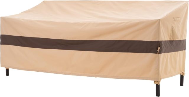 Extra Large Patio Furniture Set Covers Waterproof, Outdoor Table Cover Heavy Duty, Lawn Sectional Set Cover Anti-Fading, High Wind Resistant, Anti-UV, 126W x 84D x 31H Inches, Beige & Coffee