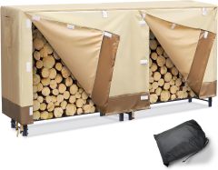 8ft Firewood Rack Cover, 600D Oxford Heavy Duty, Weatherproof & Waterproof with Black Storage Bag - Indoor/Outdoor Protection (96" L x 24" W x 42" H)