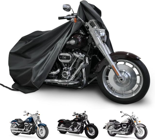 New Generation Motorcycle Cover All Weather Black XXXL Large-Waterproof Outdoor Protects Fits up to 118 inch for Harley Davidson, Honda, Suzuki, Yamaha and More