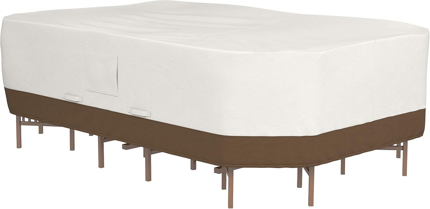 Outdoor Patio Furniture Table and Chair Cover Waterproof, Anti-UV, Durable, Large, Beige/Tan, 110"x84"