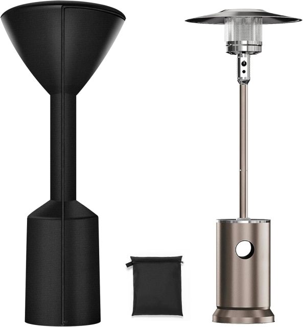 Patio Heater Covers with Zipper and Storage Bag,Waterproof,Dustproof,Wind-Resistant,Sunlight-Resistant,Snow-Resistant,Black,89'' Height x 33" Dome x 19" Base